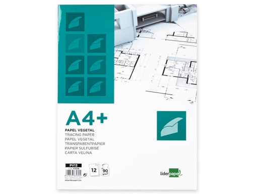 Papel dibujo Liderpapel A4+ 320x240mm 90g m2 vegetal sobre de 12 hojas 63239, imagen 2 mini