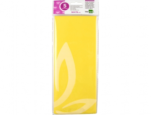 Papel seda Liderpapel 52x76cm 18g m2 bolsa de 5 hojas amarillo 36071, imagen 2 mini