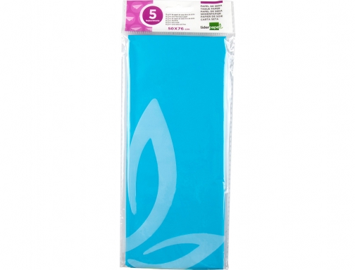 Papel seda Liderpapel 52x76cm 18g m2 bolsa de 5 hojas celeste 36073 , azul, imagen 2 mini