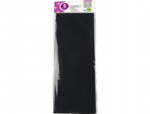 Papel seda Liderpapel 52x76cm 18g m2 bolsa de 5 hojas negro 36076, imagen 2 mini