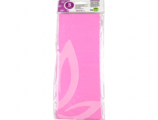 Papel seda Liderpapel 52x76cm 18g m2 bolsa de 5 hojas rosa 36078, imagen 2 mini