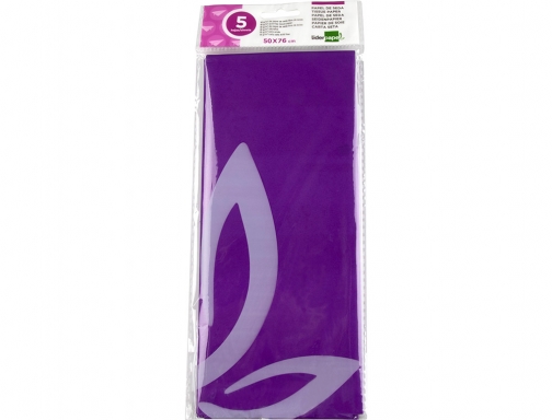 Papel seda Liderpapel 52x76cm 18g m2 bolsa de 5 hojas violeta 36079, imagen 2 mini