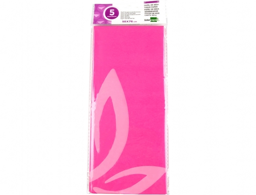 Papel seda Liderpapel 52x76cm 18g m2 bolsa de 5 hojas rosa fuerte 36080, imagen 2 mini