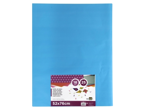 Papel seda Liderpapel celeste 52x76 cm 18 gr paquete de 25 hojas 22228 , azul, imagen 2 mini