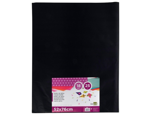 Papel seda Liderpapel negro 52x76 cm 18 gr paquete de 25 hojas 22234, imagen 2 mini