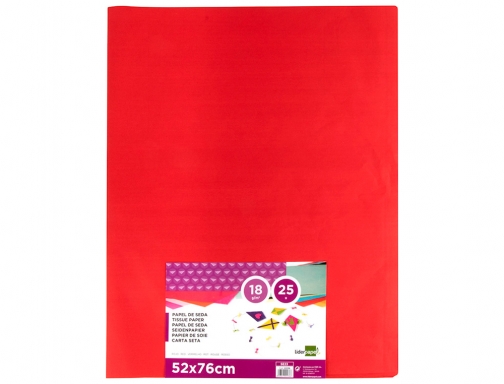 Papel seda Liderpapel rojo 52x76 cm 18 gr paquete de 25 hojas 22236, imagen 2 mini