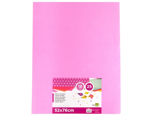 Papel seda Liderpapel rosa 52x76 cm 18 gr paquete de 25 hojas 22230, imagen 2 mini