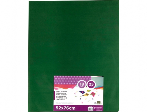 Papel seda Liderpapel verde oscuro 52x76cm 18 gr m2 paquete de 25 72799, imagen 2 mini