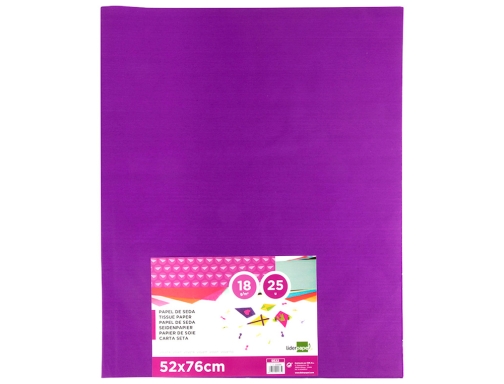 Papel seda Liderpapel violeta 52x76 cm 18 gr paquete de 25 hojas 22235, imagen 2 mini