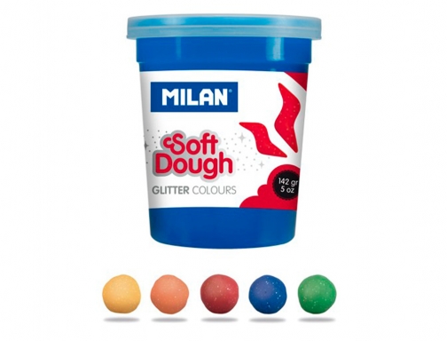 Pasta Milan para modelar soft dough glitter caja de 5 botes colores 913505G , surtidos, imagen 4 mini