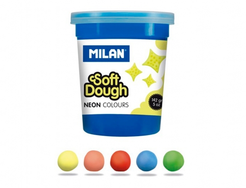 Pasta Milan para modelar soft dough neon caja de 5 botes colores 913505N , surtidos, imagen 4 mini