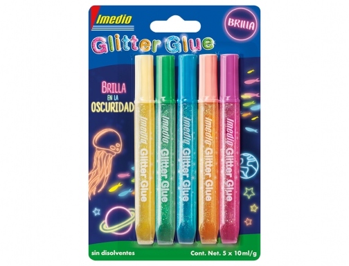 Pegamento Imedio glitter glue brilla en la oscuridad para manualidades 10 ml 7001470 , surtidos, imagen 3 mini