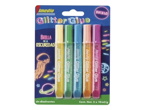 Pegamento Imedio glitter glue brilla en la oscuridad para manualidades 10 ml 7001470 , surtidos, imagen 4 mini