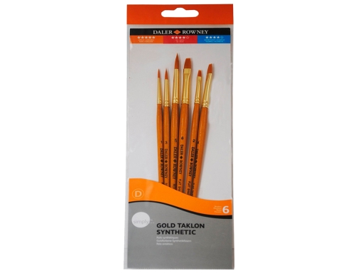 Pinceles Daler rowney simply art sintentico mango corto dorado blister de 6 D216920601, imagen 2 mini