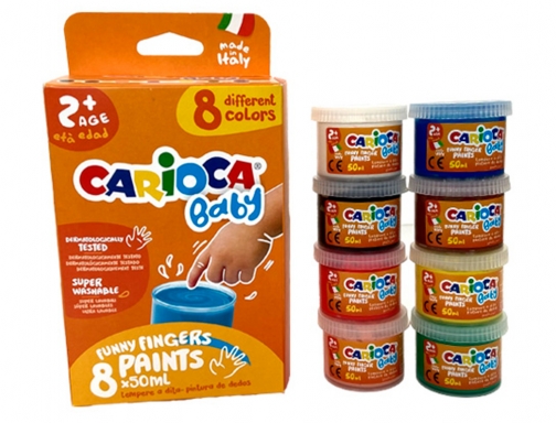 Pintura a dedos Carioca baby 50 ml caja de 8 colores surtidos 43174, imagen 4 mini
