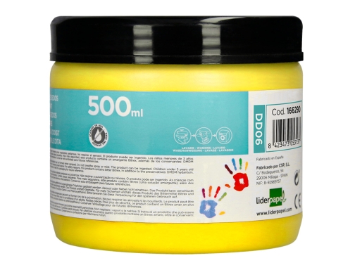 Pintura dedos Liderpapel tarrina de 500 ml amarillo 166290, imagen 4 mini