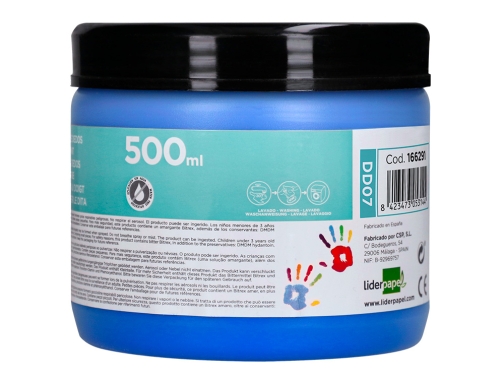 Pintura dedos Liderpapel tarrina de 500 ml azul 166291, imagen 4 mini