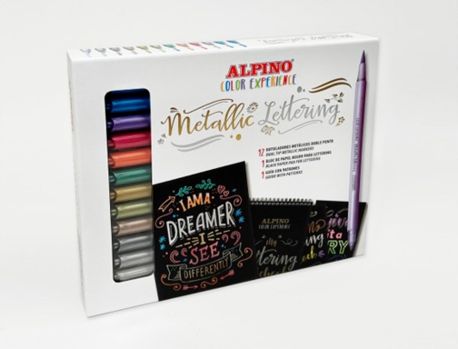 Rotulador Alpino metallic lettering doble punta estuche de 12 unidades colores surtidos AR010701, imagen 3 mini