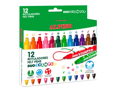 Rotulador Alpino duo stamper caja de 12 unidades colores surtidos AR001059, imagen 3 mini