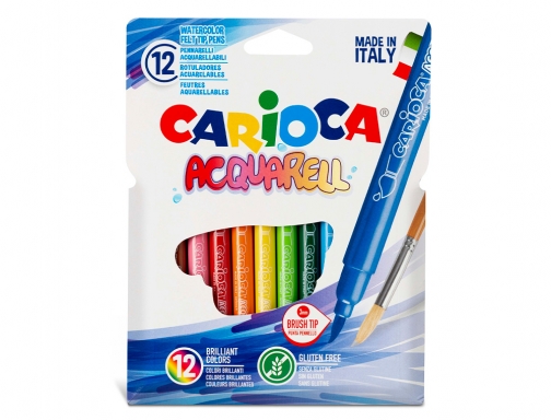 Rotulador Carioca aquarelle punta de pincel caja de 12 colores surtidos 42747, imagen 3 mini