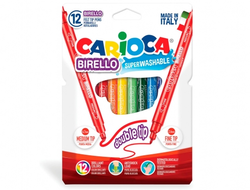 Rotulador Carioca birello bipunta caja de 12 colores surtidos 41457, imagen 2 mini