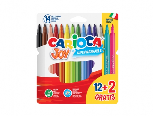 Rotulador Carioca joy estuche de 12 unidades colores surtidos + 2 gratis 40533, imagen 3 mini