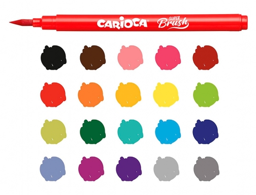 Rotulador Carioca punta de pincel lavable caja de 20 unidades colores surtidos 42968, imagen 4 mini