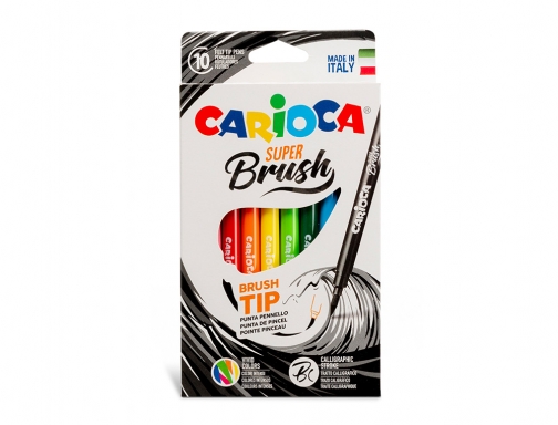 Rotulador Carioca super brush caja de 10 unidades colores surtidos 42937, imagen 2 mini