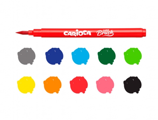 Rotulador Carioca super brush caja de 10 unidades colores surtidos 42937, imagen 3 mini