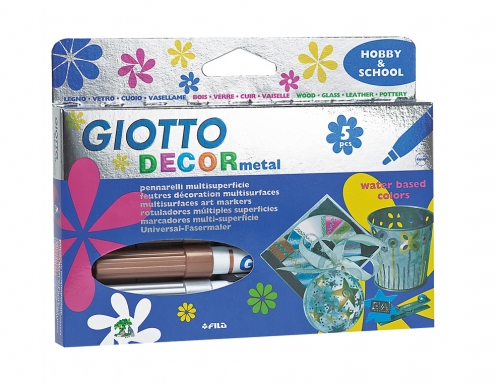 Rotulador Giotto decor metal caja de 5 rotuladores F45290000, imagen 2 mini