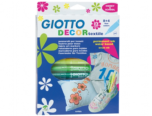 Rotulador Giotto decor textile para camisetas caja de 12 unidades colores surtidos F49490000, imagen 2 mini