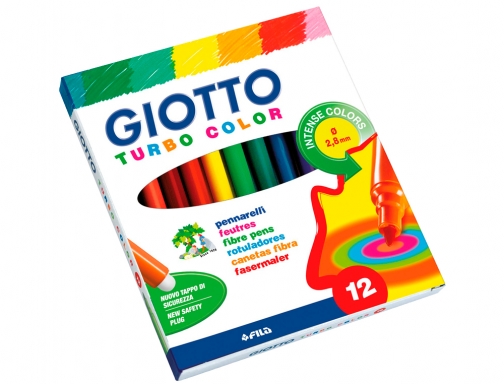 Rotulador Giotto turbo color caja de 12 colores lavables con punta bloqueada F416000, imagen 2 mini