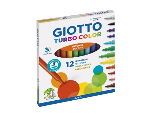 Rotulador Giotto turbo color caja de 12 colores lavables con punta bloqueada F416000, imagen 3 mini