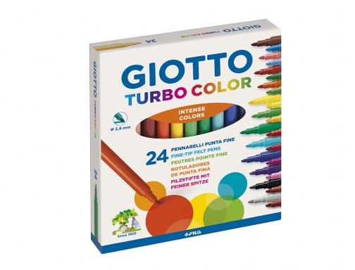 Rotulador Giotto turbo color caja de 24 colores lavables con punta bloqueada F417000, imagen 3 mini