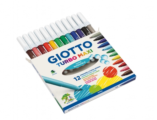 Rotulador Giotto turbo maxi caja de 12 colores lavables con punta bloqueada F454000, imagen 4 mini