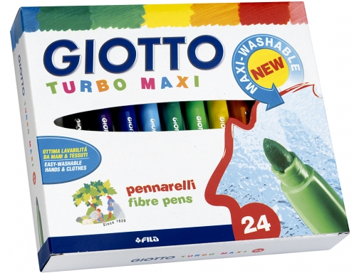 Rotulador Giotto turbo maxi caja de 24 colores lavables con punta bloqueada F455000, imagen 2 mini