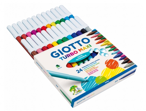 Rotulador Giotto turbo maxi caja de 24 colores lavables con punta bloqueada F455000, imagen 4 mini