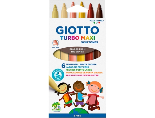 Rotulador Giotto turbo maxi skin tones lavable punta bloqueada caja de 6 F527000, imagen 2 mini