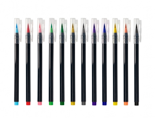 Rotulador Liderpapel punta pincel extra suave bolsa de 12 unidades colores surtidos 09922, imagen 4 mini