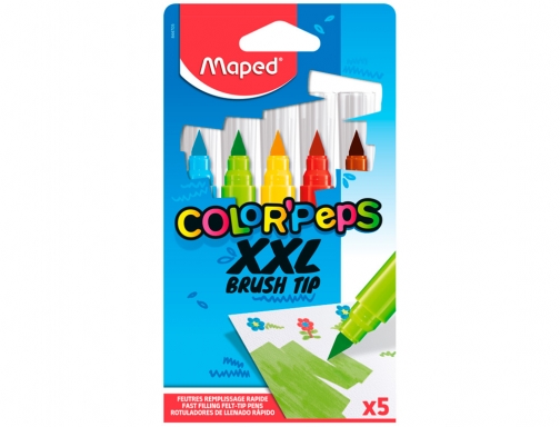 Rotulador Maped color peps jumbo punta pincel caja de 5 colores surtidos 844705, imagen 2 mini