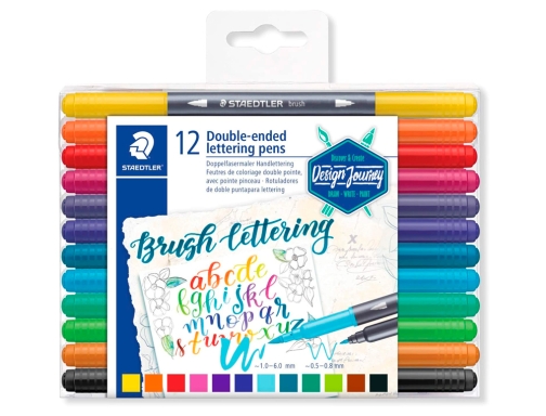 Rotulador Staedtler 3004 doble punta para lettering estuche de 12 unidades colores 3004 TB12 , surtidos, imagen 2 mini