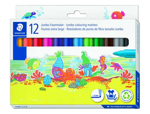 Rotulador Staedtler color jumbo trazo 3 mm estuche de 12 unidades colores 340 WP12, imagen 2 mini