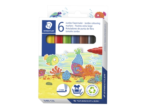 Rotulador Staedtler color jumbo trazo 3 mm estuche de 6 unidades colores 340 WP6, imagen 2 mini