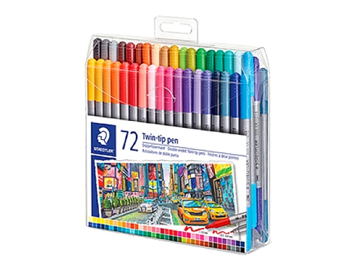 Rotulador Staedtler doble punta de fibra 3200 estuche de 72 unidades colores 3200 TB72 , surtidos, imagen 2 mini