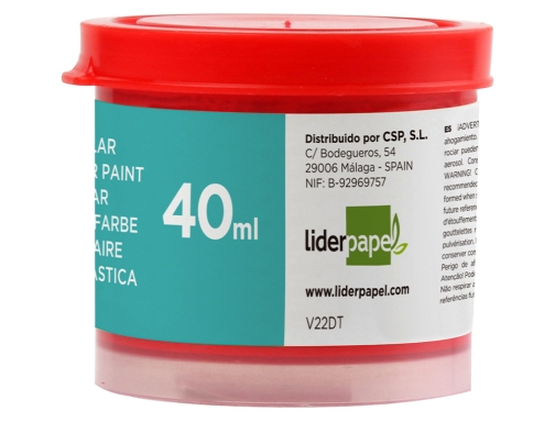 Tempera Liderpapel escolar 40 ml rojo 62936, imagen 3 mini