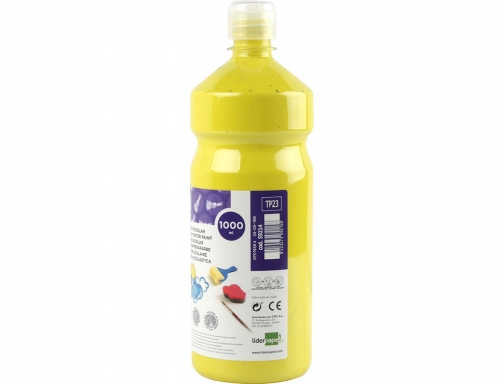 Tempera liquida Liderpapel escolar 1000 ml amarillo limon 59214, imagen 2 mini