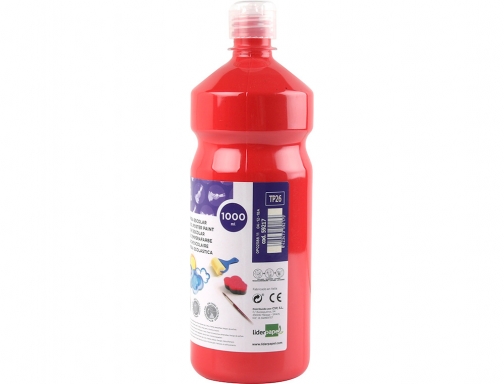 Tempera liquida Liderpapel escolar 1000 ml rojo 59217, imagen 2 mini