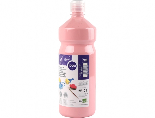Tempera liquida Liderpapel escolar 1000 ml rosa 59219, imagen 2 mini