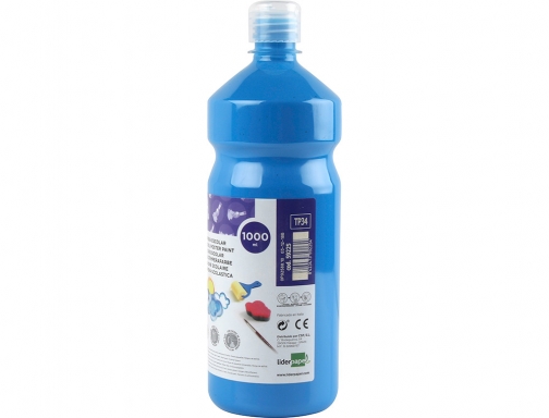 Tempera liquida Liderpapel escolar 1000 ml azul 59225, imagen 2 mini