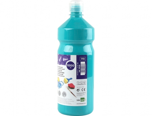 Tempera liquida Liderpapel escolar 1000 ml turquesa 59226, imagen 2 mini